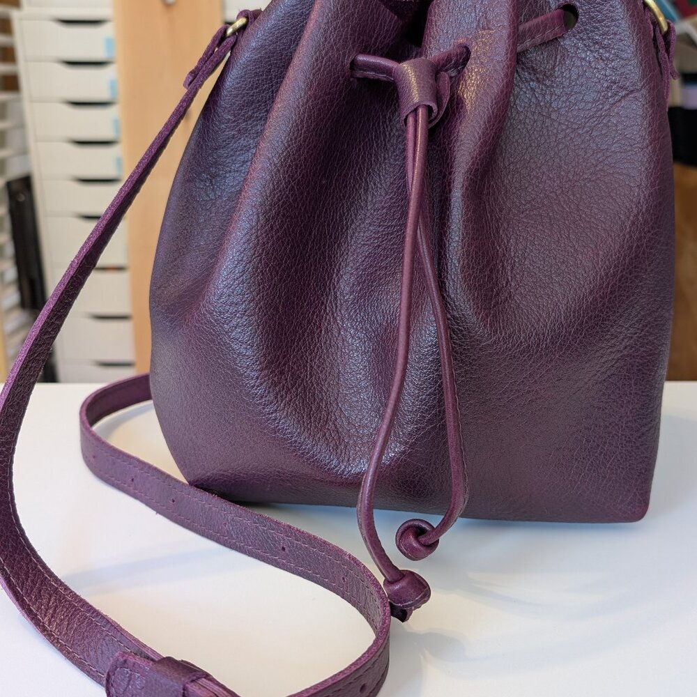 Large Plum Portland Leather Bucket Bag